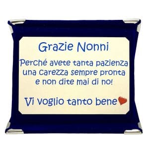 Mini targa a libretto vellutata Cm. 12x9 "Grazie Nonni" - Borgi Cioccolateria Lindt