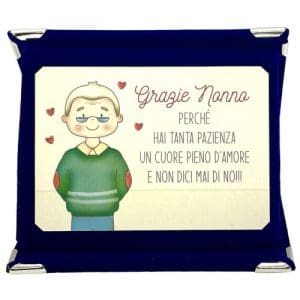 Mini targa a libretto vellutata Cm. 12x9 "Grazie Nonno"- Borgi Cioccolateria Lindt