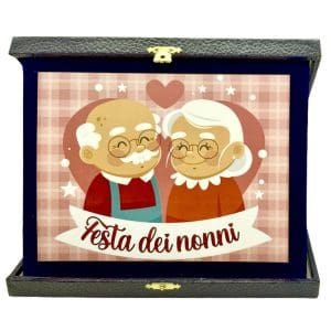 Targa con cofanetto rettangolare Cm. 23x18 - Festa dei nonni - Borgi Cioccolateria Lindt