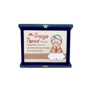 Targa con cofanetto rettangolare Cm. 23x18 - Grazie nonno - Borgi Cioccolateria Lindt