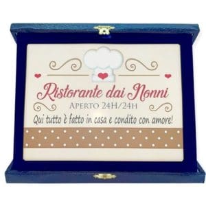 Targa con cofanetto rettangolare Cm. 23x18 - Ristorante dai nonni - Borgi Cioccolateria Lindt