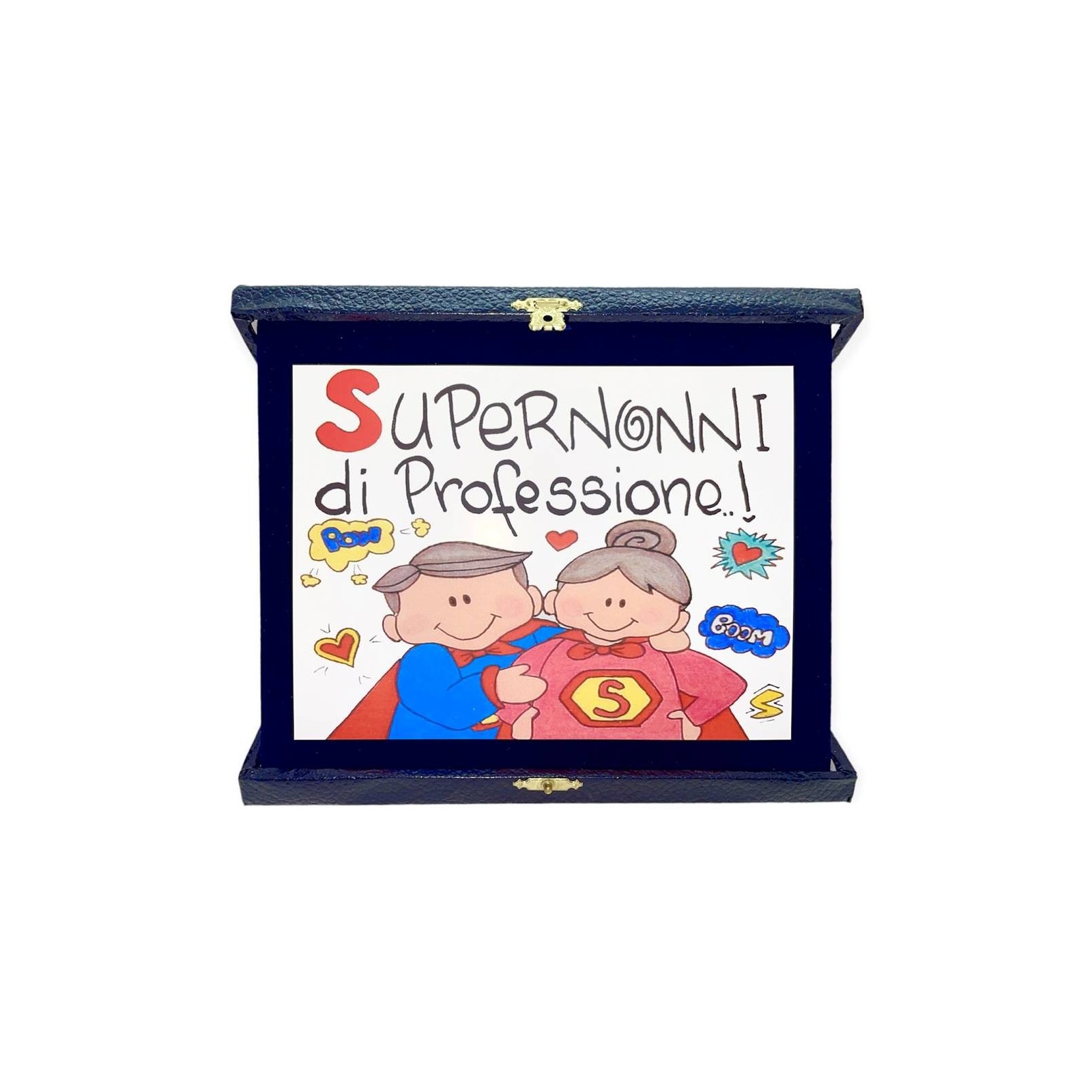 Targa con cofanetto rettangolare Cm. 23x18 - Supernonni di professione - Borgi Cioccolateria Lindt